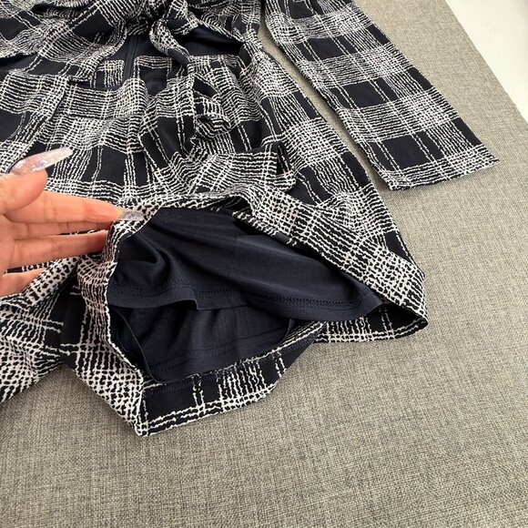NEW! Lucy Paris Tie-Front Romper Plaid Long sleeve Large Navy & White‎ Lined - Picture 10 of 15